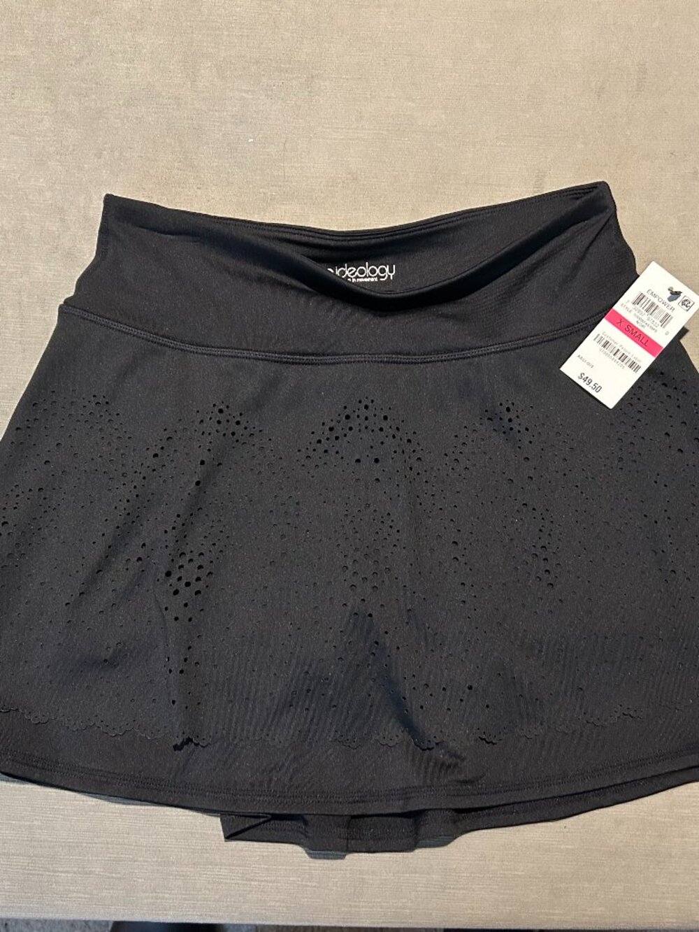 NWT IDEOLOGY Laser Cut Empowear Skort Black Tennis Running Women XS